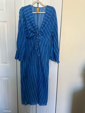 Mango/Simon Miller Blue V-Neck Tie-Front Women’s Dress